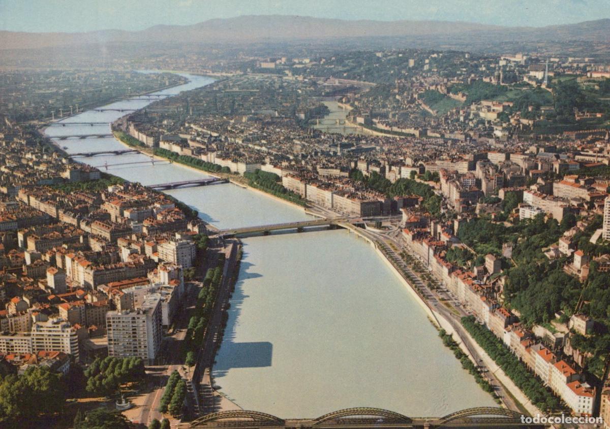 Postales: France Lyon Aerial View of Rhone and Saone Rivers With Bridges Unposted *YAP967