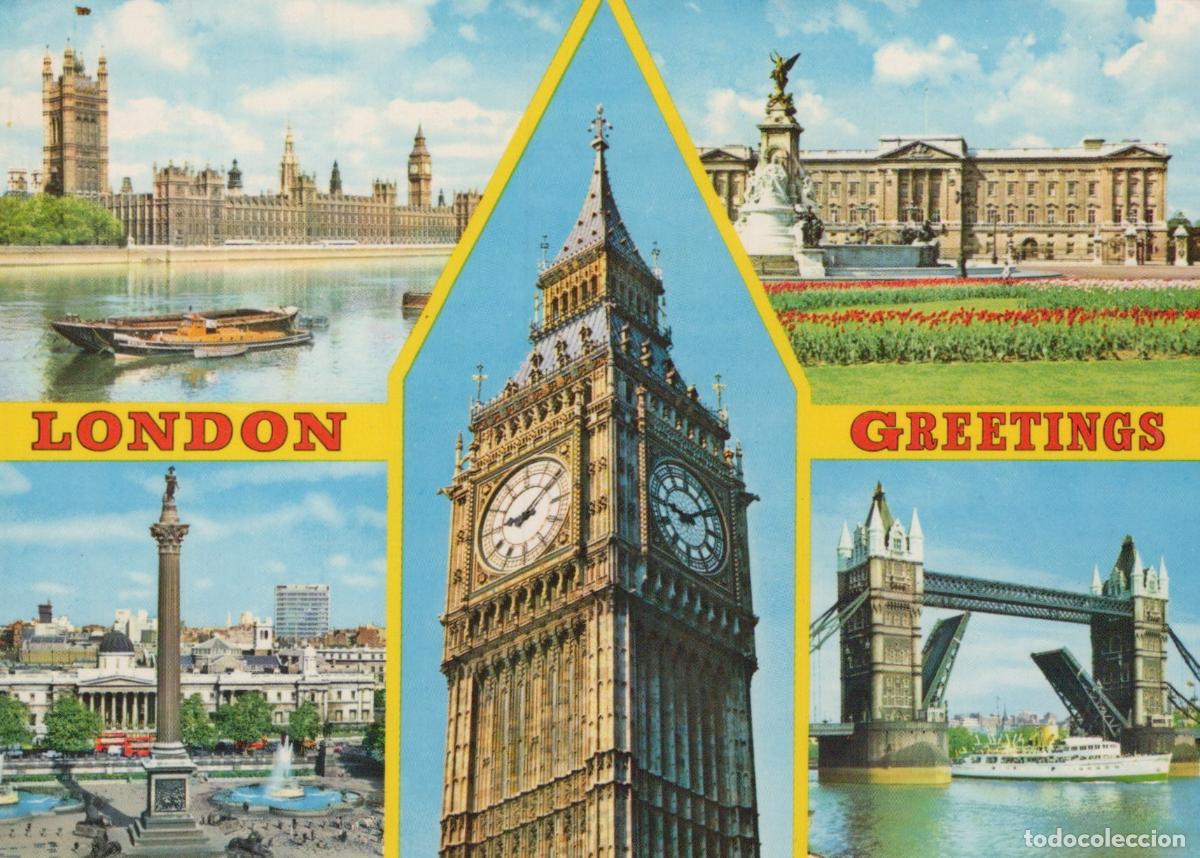 Postales: United Kingdom London Greetings Multi View Houses of Parliament Big Ben *YAP991