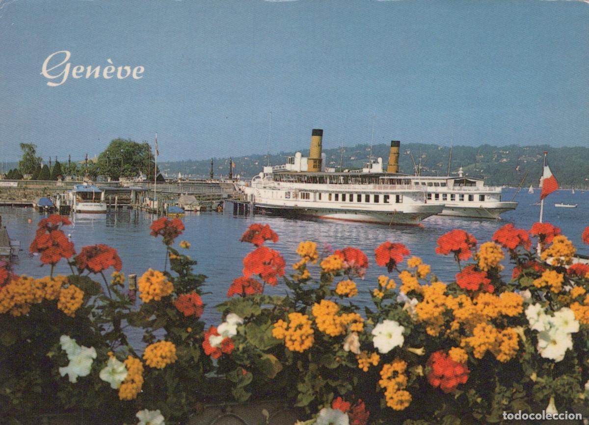 Postais: Switzerland Geneva Lake Steamboats Flowers Waterfront View Unposted *YAR016