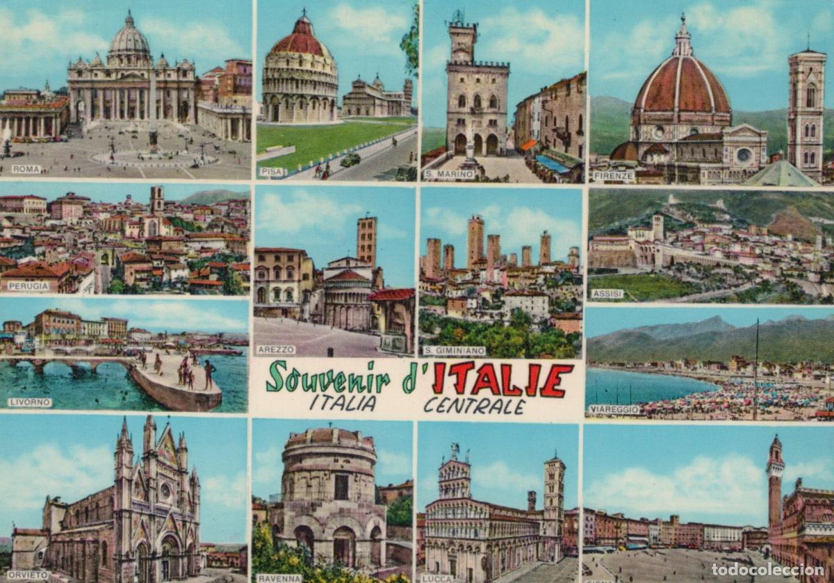 Cartes Postales: Italy Multiple Cities Central Souvenir Multi View Rome Pisa Unposted *YAR065