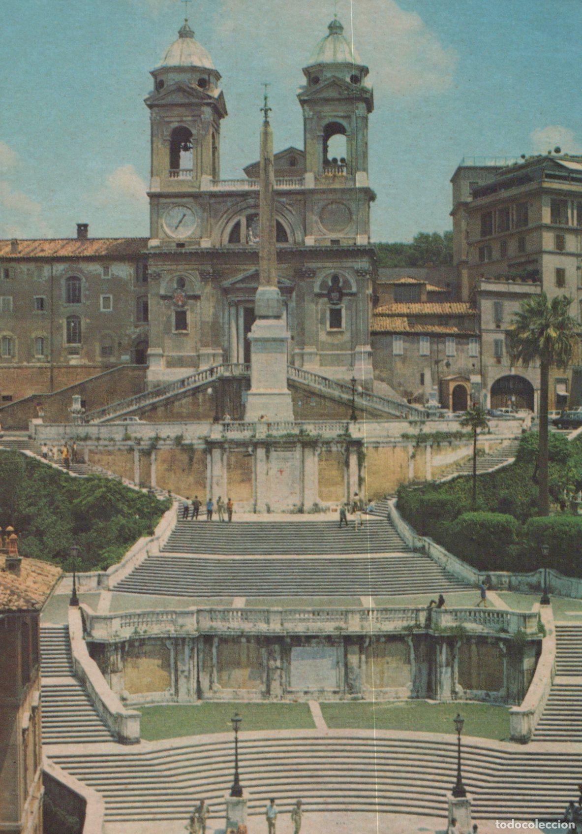 Cartes Postales: Italy Rome Trinit&agrave; Dei Monti Church and Spanish Steps Unposted *YAR202