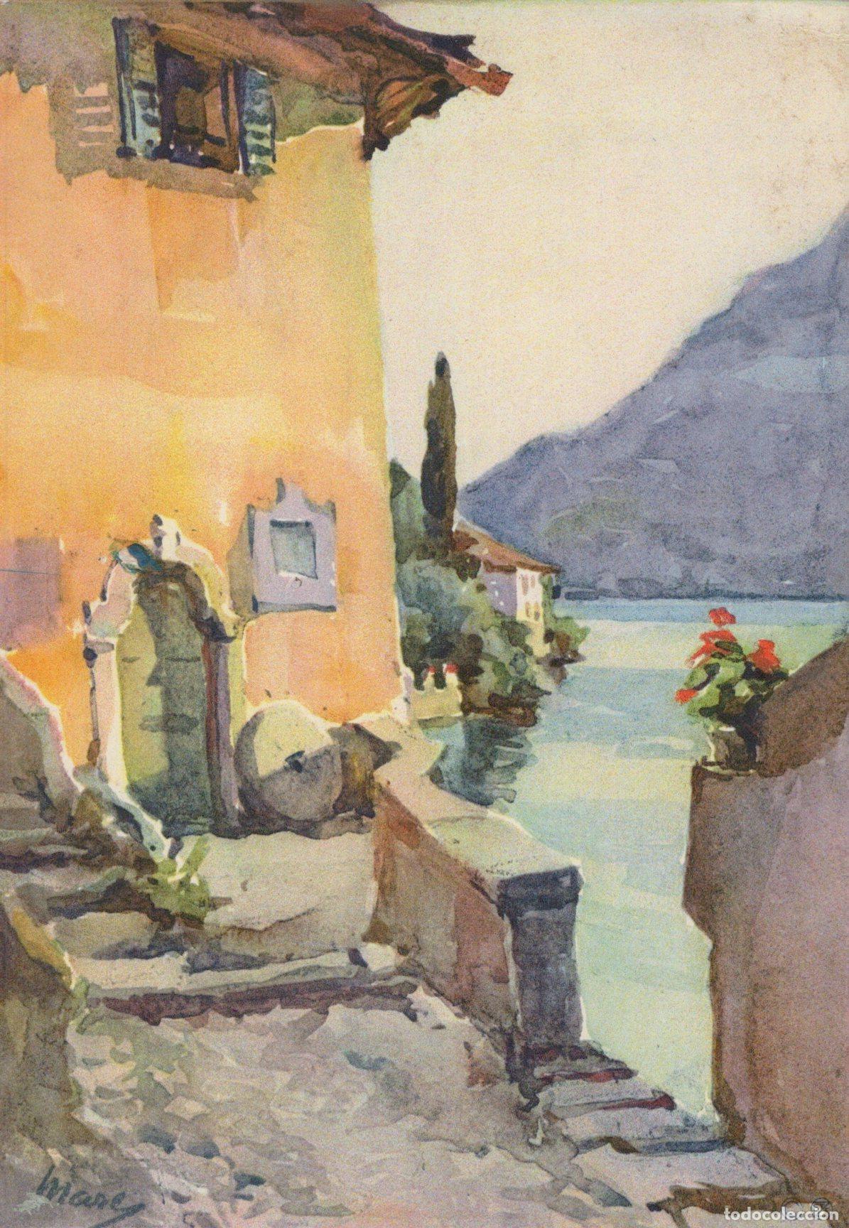 Cartes Postales: Italy Nesso Lake Como Picturesque Corner Watercolor Art Unposted *YAR207
