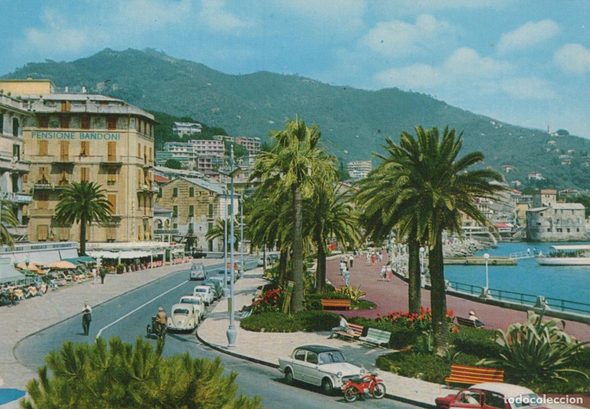 Postcards: Italy Rapallo Coastal Town Promenade With Palm Trees and Pensione *YAR315
