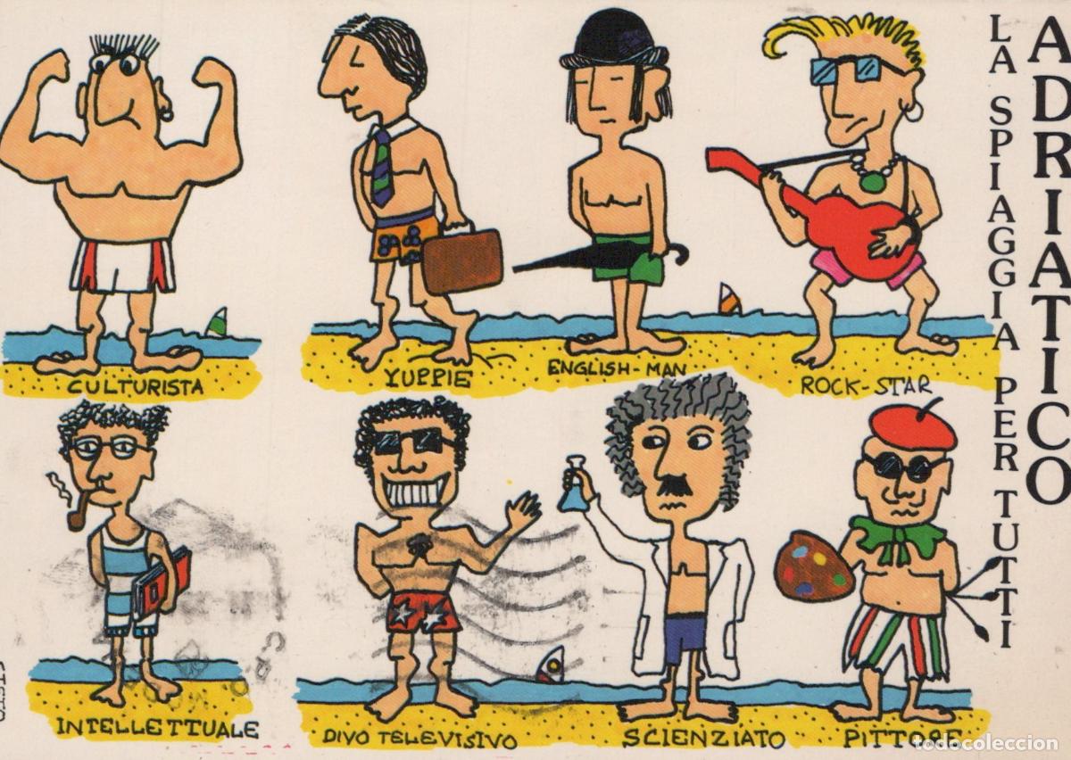 Postcards: Italy Rimini Humorous Caricatures of Beachgoers On the Adriatic Coast *YAR406