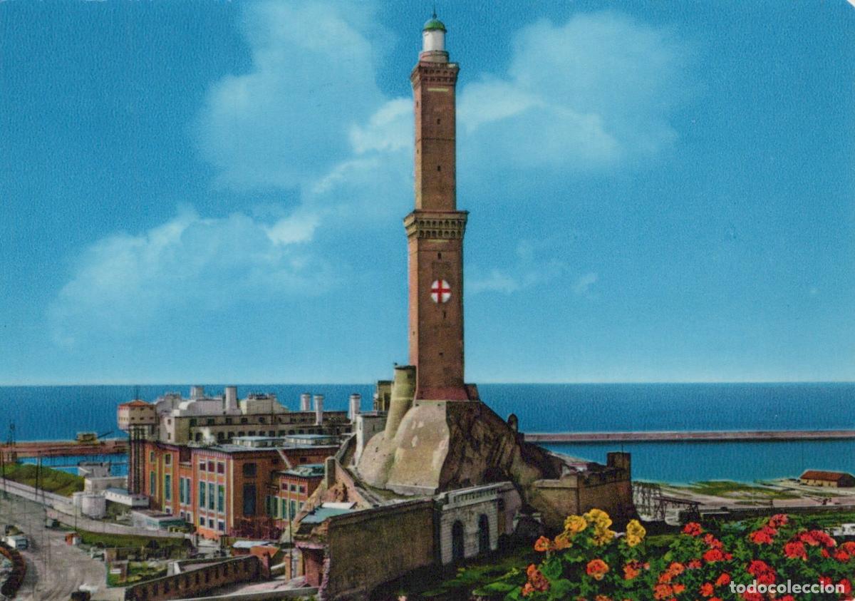 Postais: Italy Genoa La Lanterna Lighthouse Seascape City View Flowers *YAR498