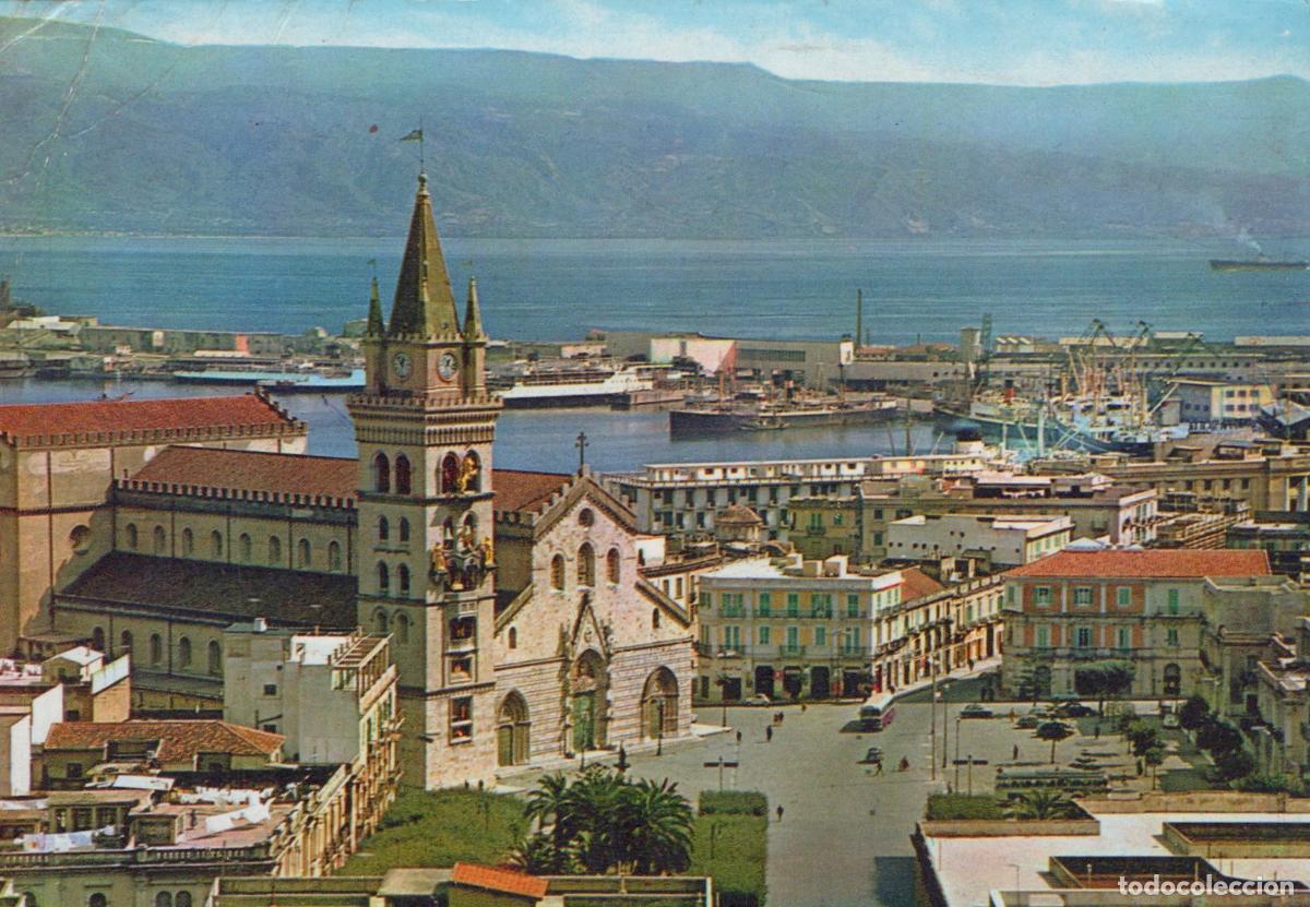 Postcards: Italy Messina Panorama General View of City Harbor and Cathedral *YAR496