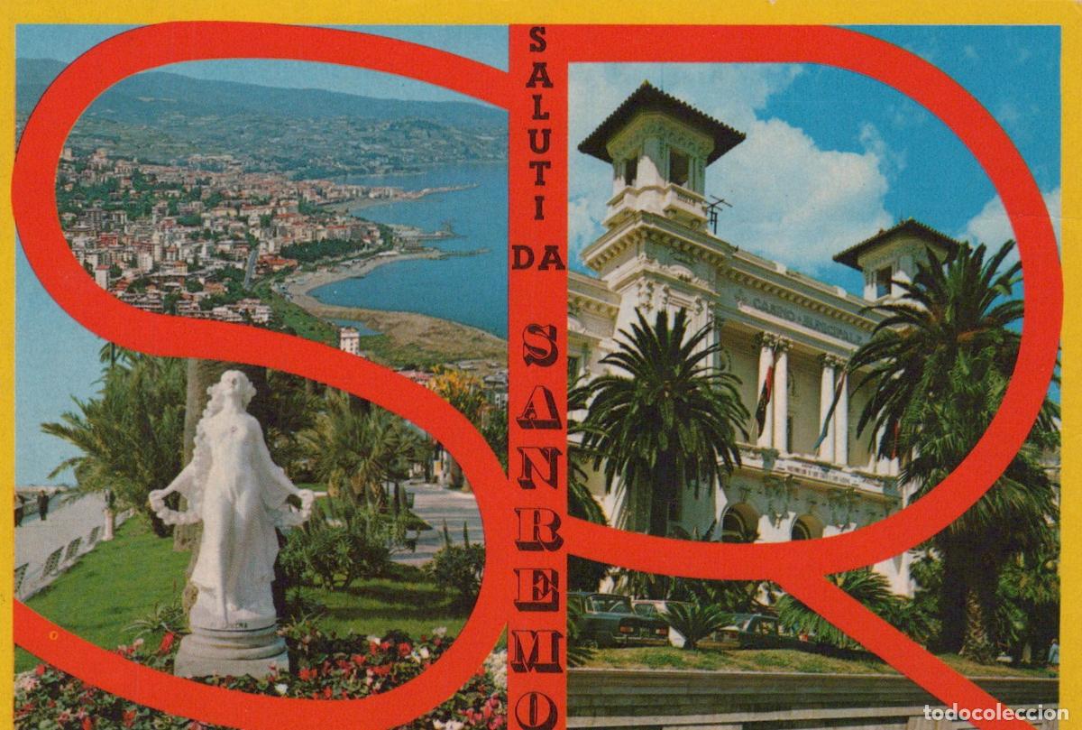 Postcards: Italy Sanremo Coastal View Casino Municipale and Statue *YAR523
