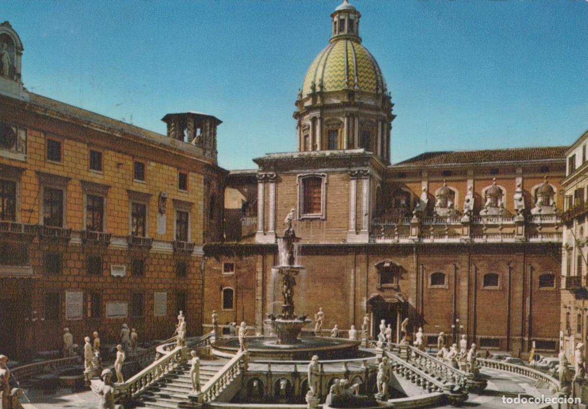 Postales: Italy Palermo Fontana Pretoria Ornate Fountain With Statues and Dome *YAR528