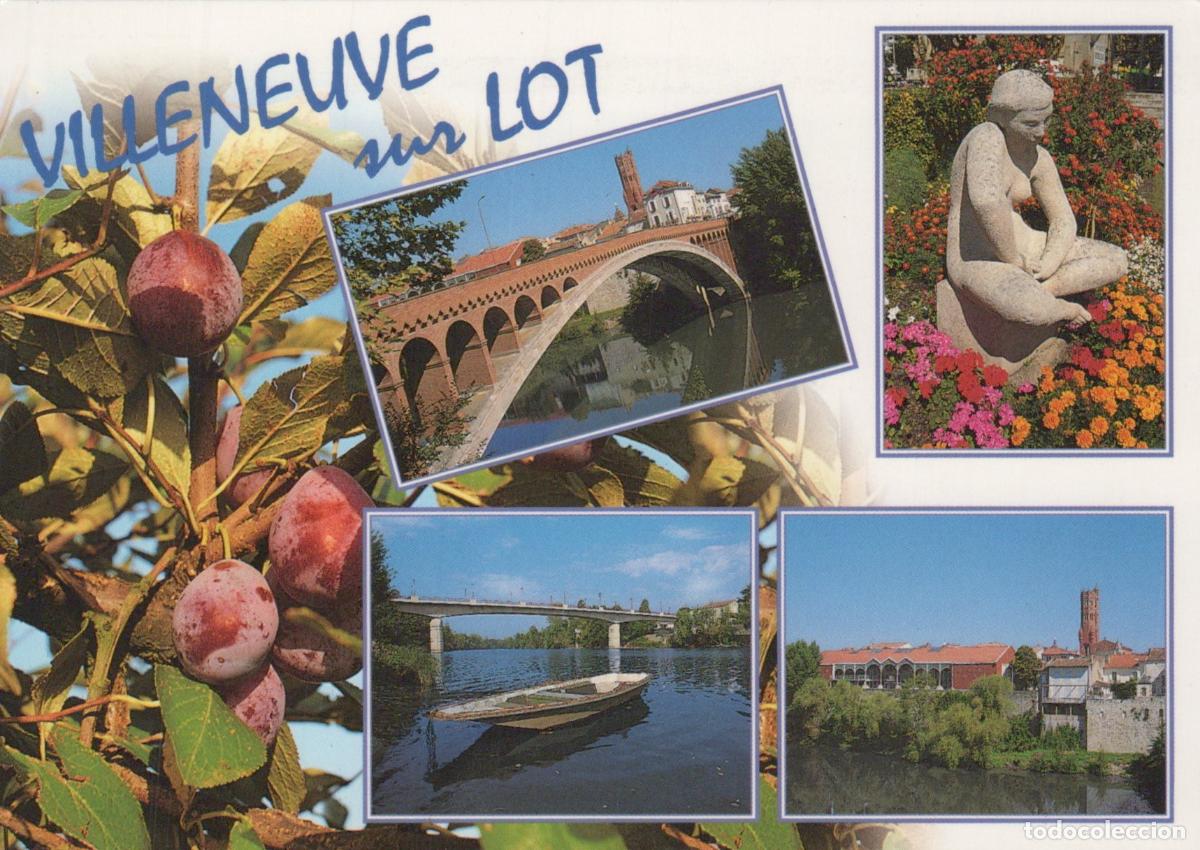 Postales: France Villeneuve sur Lot Bridges River Statue Plums Multi View Unposted *YAR541