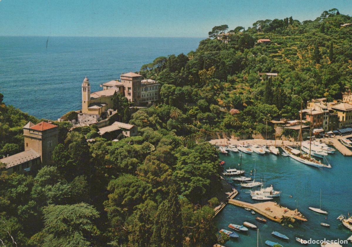 Postales: Italy Portofino Panoramic View of Harbor Boats and Coastal Town *YAR592