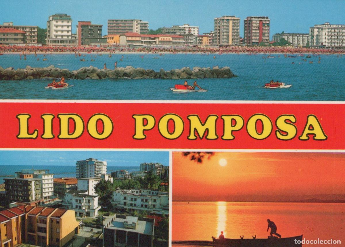 Postcards: Italy Lido Pomposa Ferrara Beach Town View Sunset With Boat *YAR617