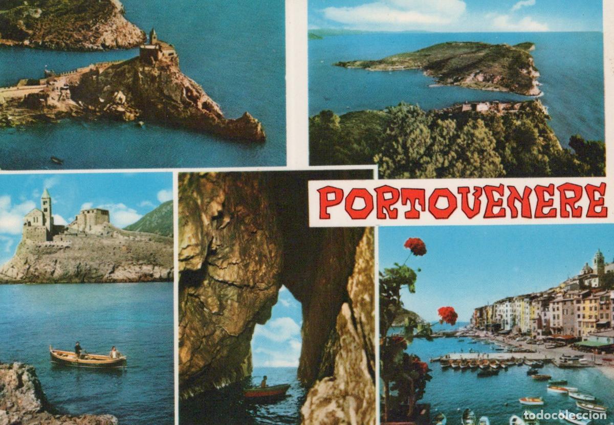 Postales: Italy Portovenere Coastal Views Harbor Boats and Natural Arch *YAR629