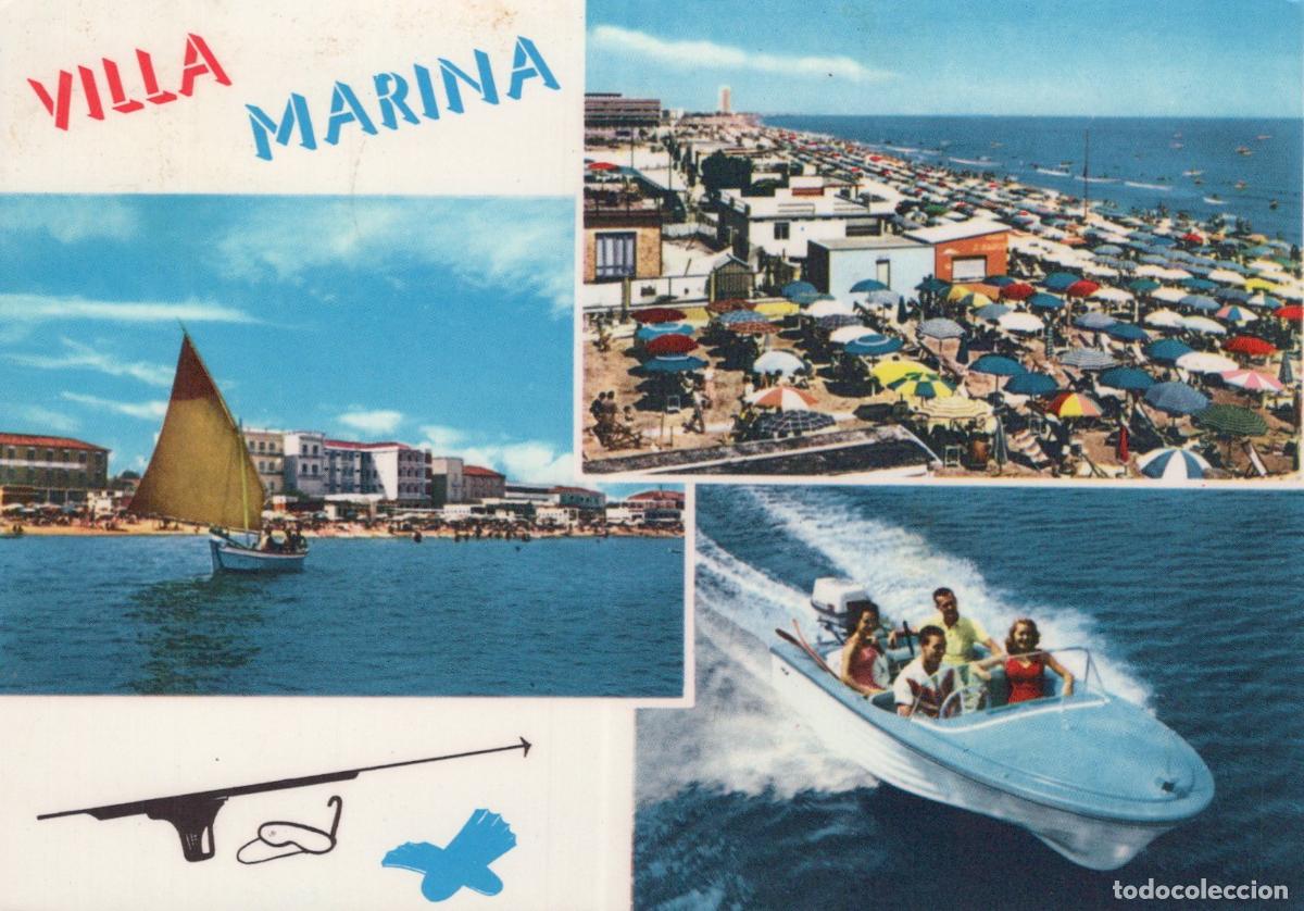Postcards: Italy Reggio Emilia Villa Marina Beach Sailboat Speedboat and Underwater *YAR647