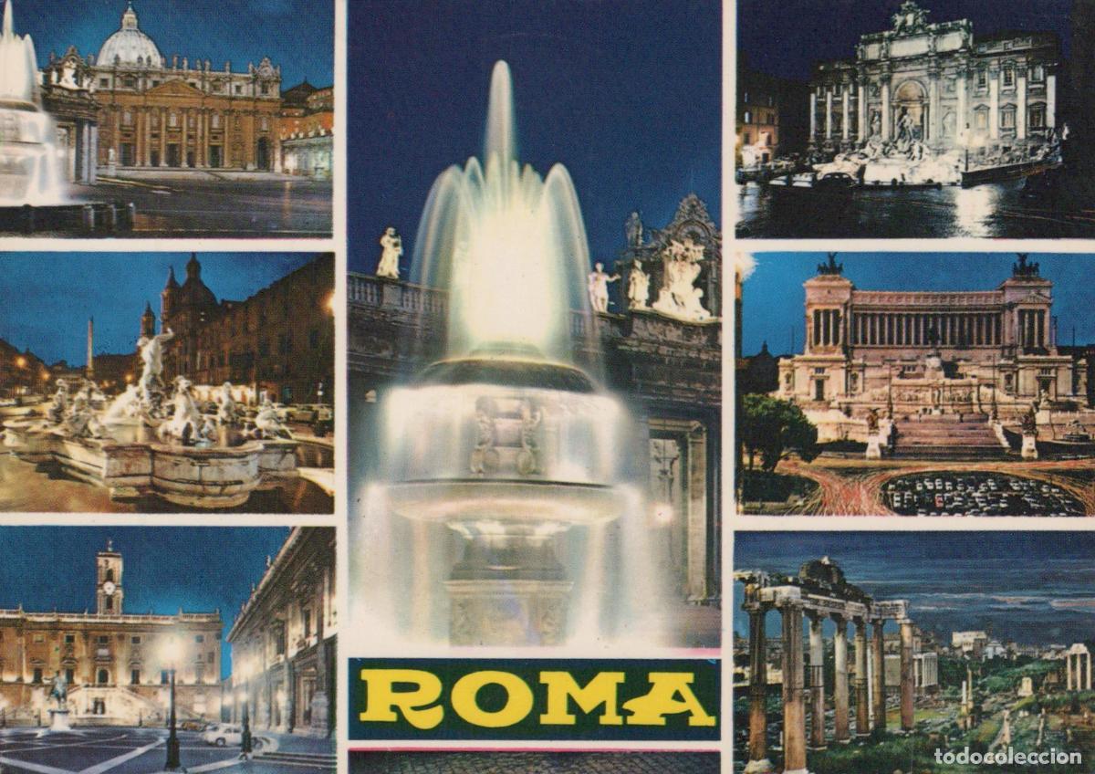 Postales: Italy Rome Night Views of Famous Fountains Squares and Ancient Ruins *YAR682