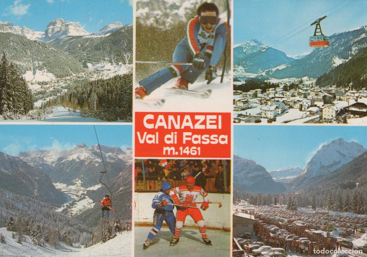 Postales: Italy Canazei Val DI Fassa Skiing Ice Hockey Mountain Views Winter *YAR714