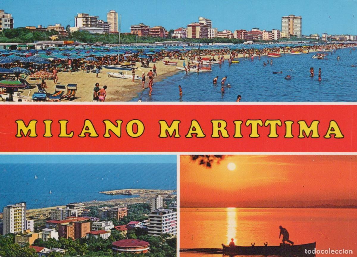 Postales: Italy Milano Marittima Beach Resort Adriatic Sea Sunset Fishing Boat *YAR712