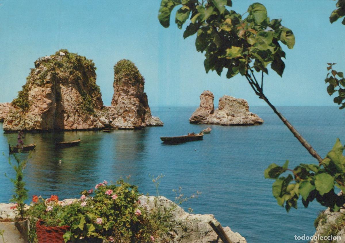 Cartoline: Italy Scopello Sicily Faraglioni Sea Stacks Boats Coastal Landscape *YAR794