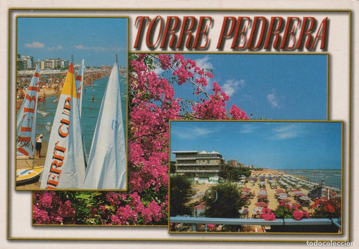 Postcards: Italy Torre Pedrera Adriatic Riviera Beach Sailboats Flowers *YAR832