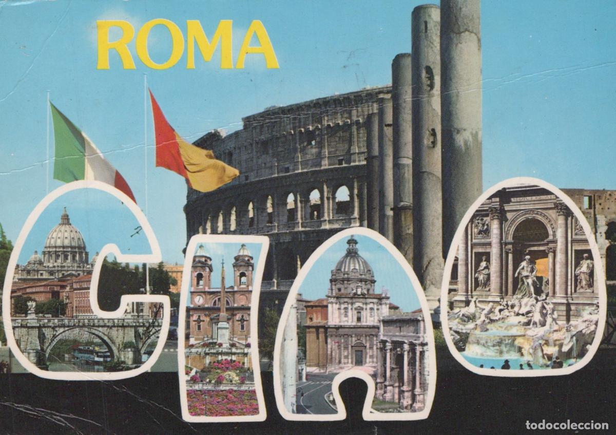 Postales: Italy Rome Colosseum and Iconic Landmarks in Ciao Lettering *YAR844