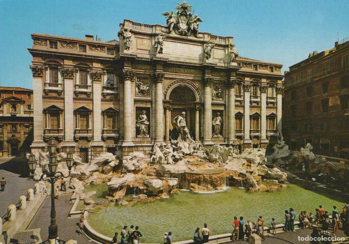 Cartes Postales: Italy Rome Trevi Fountain Historic Baroque Architecture People *YAR854