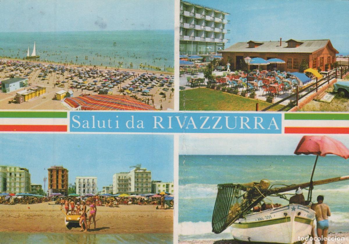 Cartoline: Italy Rivazzurra Beach Resort Hotels Seafront Buildings Boats Real Photo *YAR842