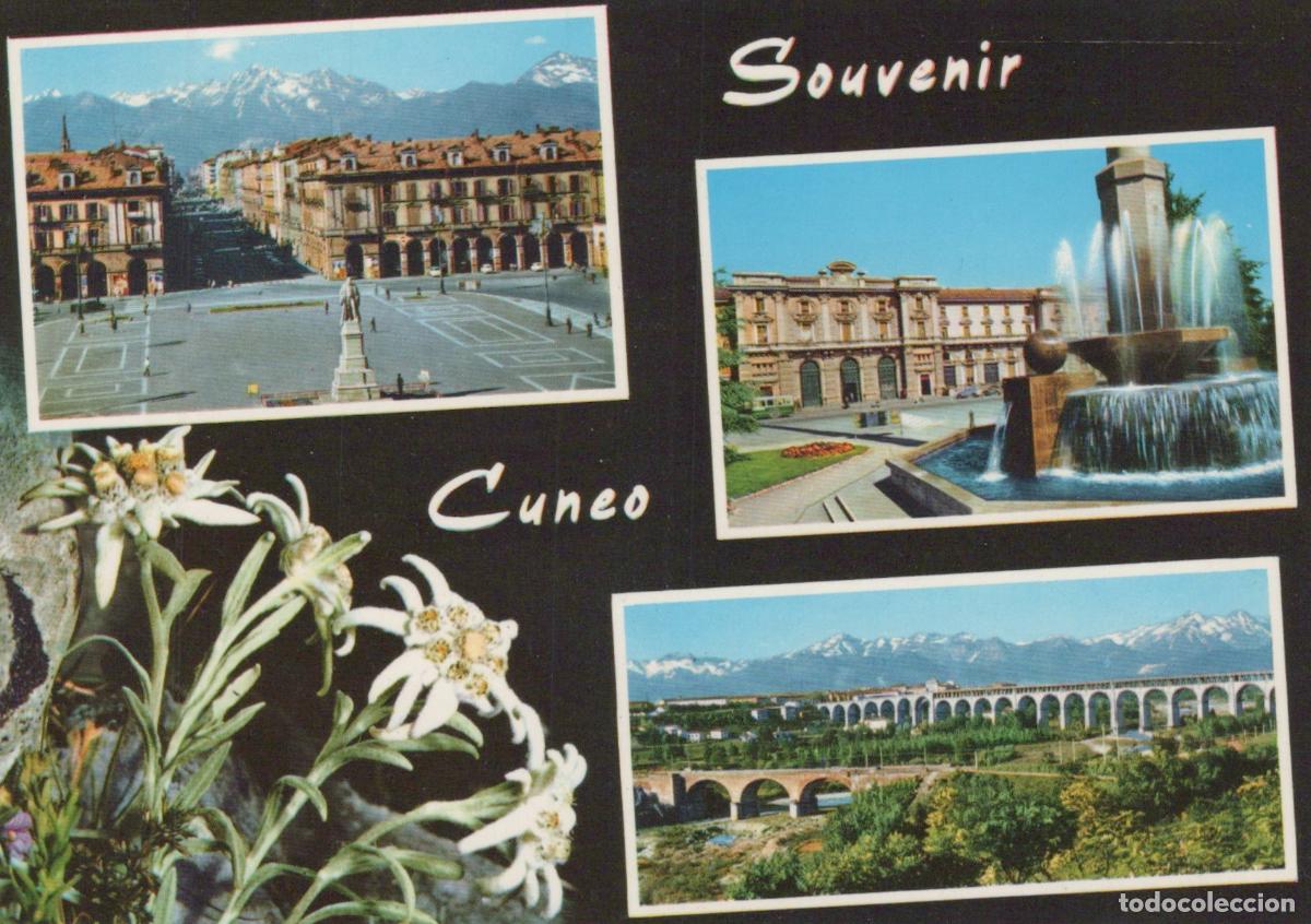 Postcards: Italy Cuneo Souvenir Multi View With Square Fountain Viaduct Unposted *YAR920