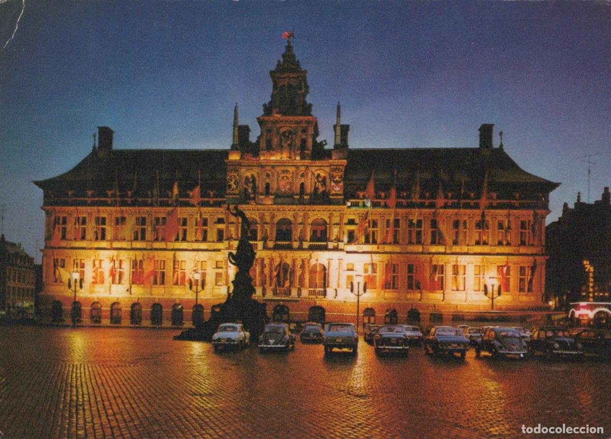 Cartes Postales: Belgium Antwerp City Hall Stadthuis At Night Vintage Cars Unposted *YAR913