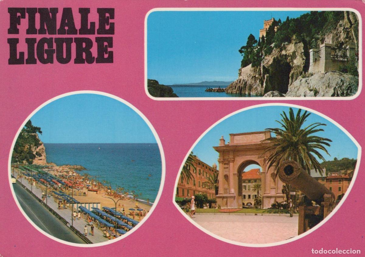 Cartoline: Italy Finale Ligure Beach Coastal Cliffs and Archway With Cannon *YAS031