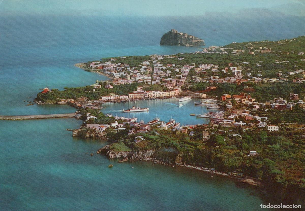Postkarten: Italy Ischia Aerial View Harbour and Castle 1970s *YAS086