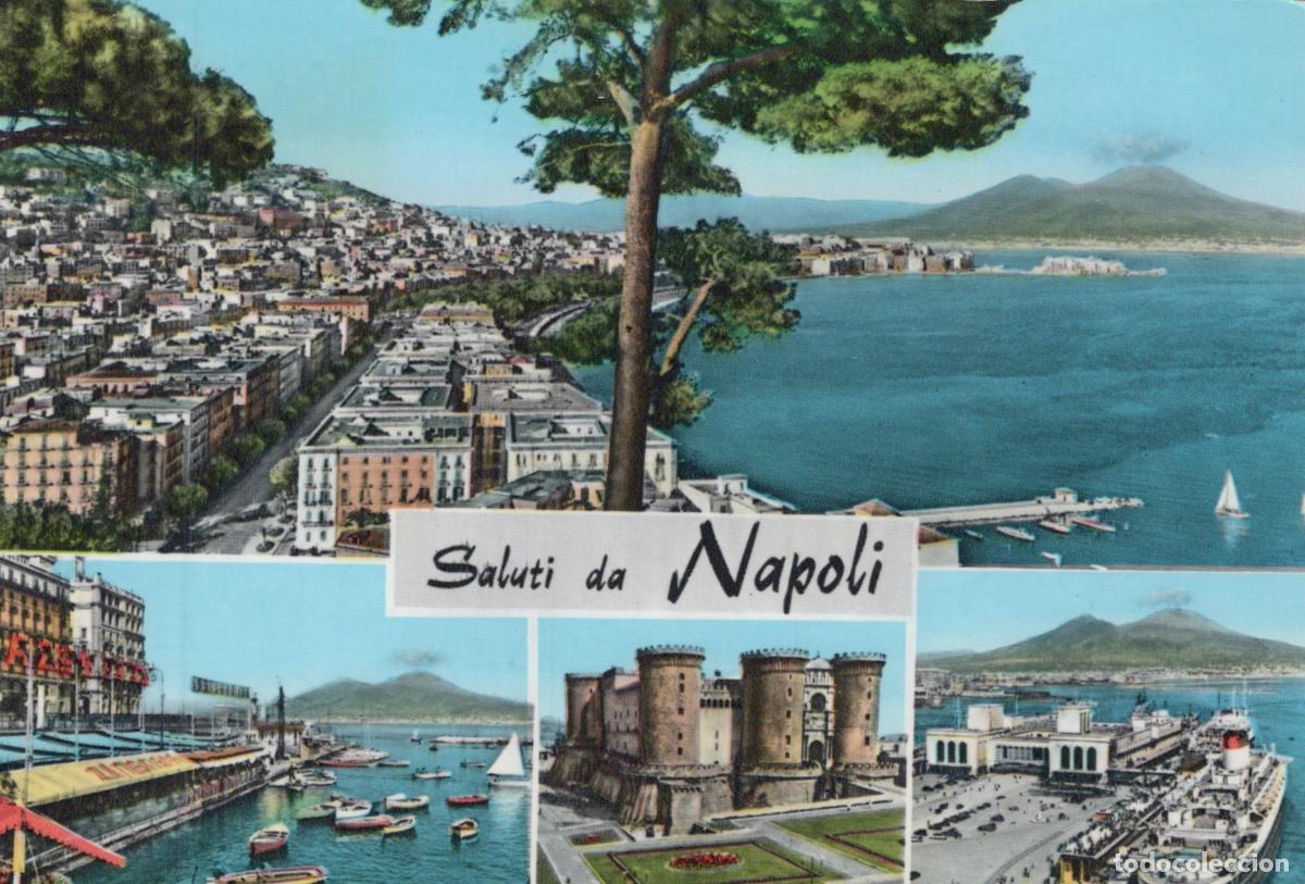 Postales: Italy Naples Multi View Cityscape Castel Nuovo Harbor Vesuvius *YAS103