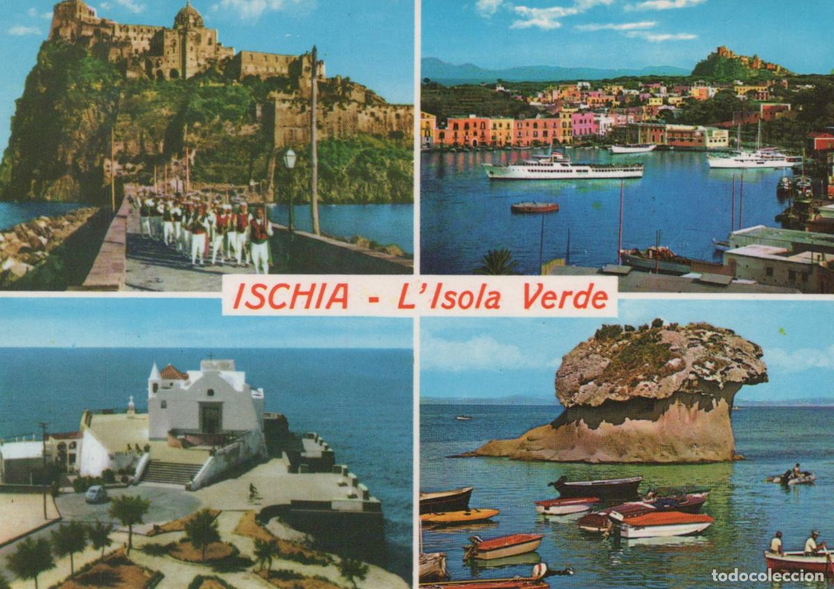 Postales: Italy Ischia L Isola Verde Multi View Castle Harbor Church Mushroom Rock *YAS106