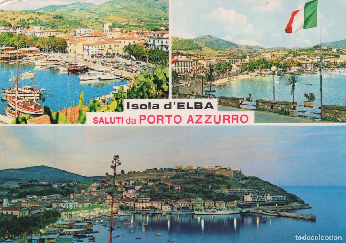 Postales: Italy Porto Azzurro Isola D Elba Coastal Town Seascape Boats Flag *YAS118