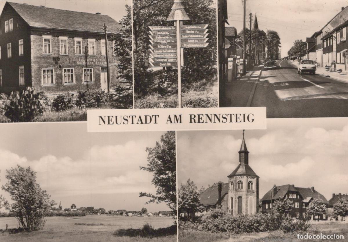 Postales: Germany Neustadt am Rennsteig Multi View Street Church Signpost *YAS211