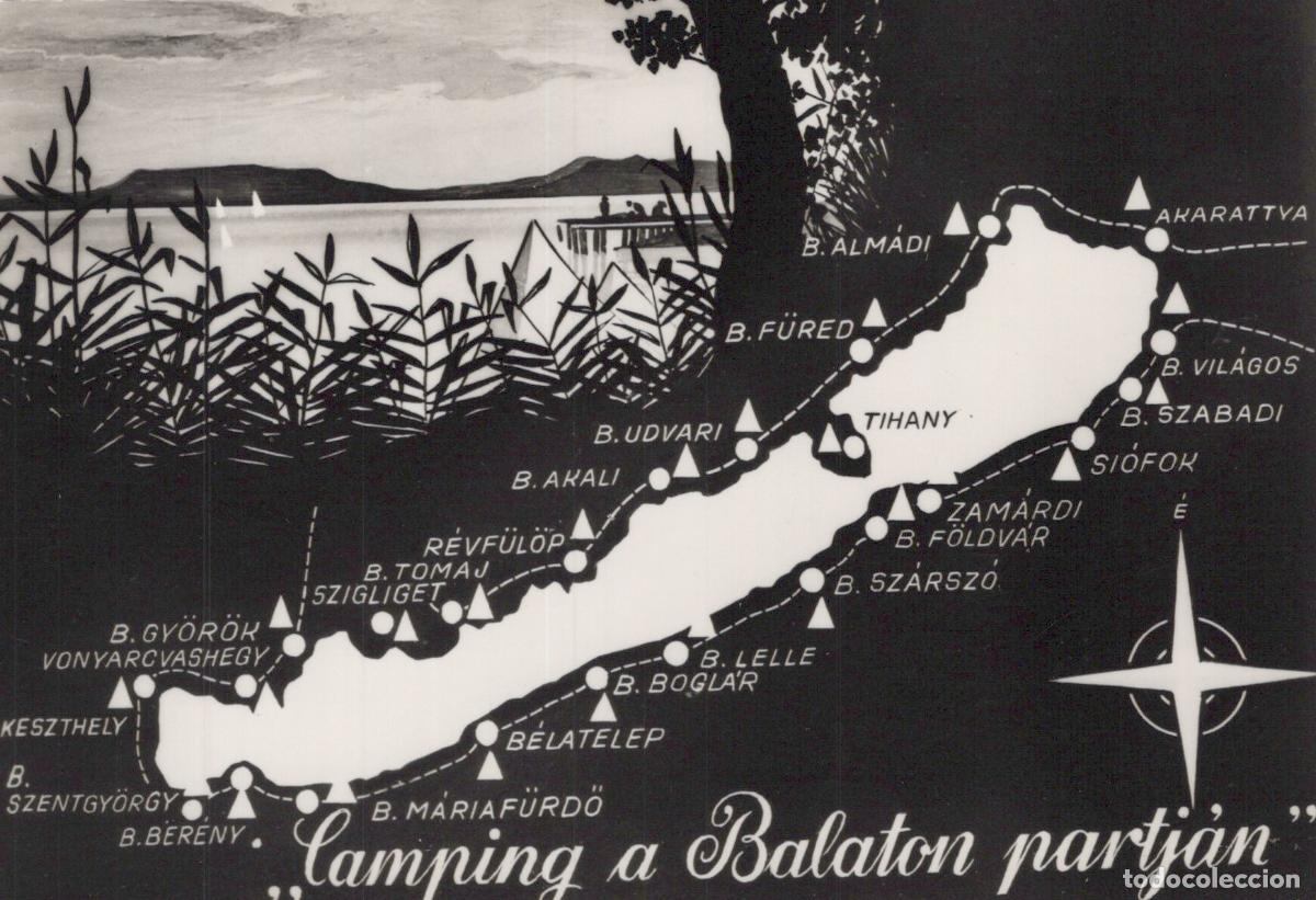 Postales: Hungary Lake Balaton Camping Map Tourist Resorts 1950s Travel Unposted *YAS221