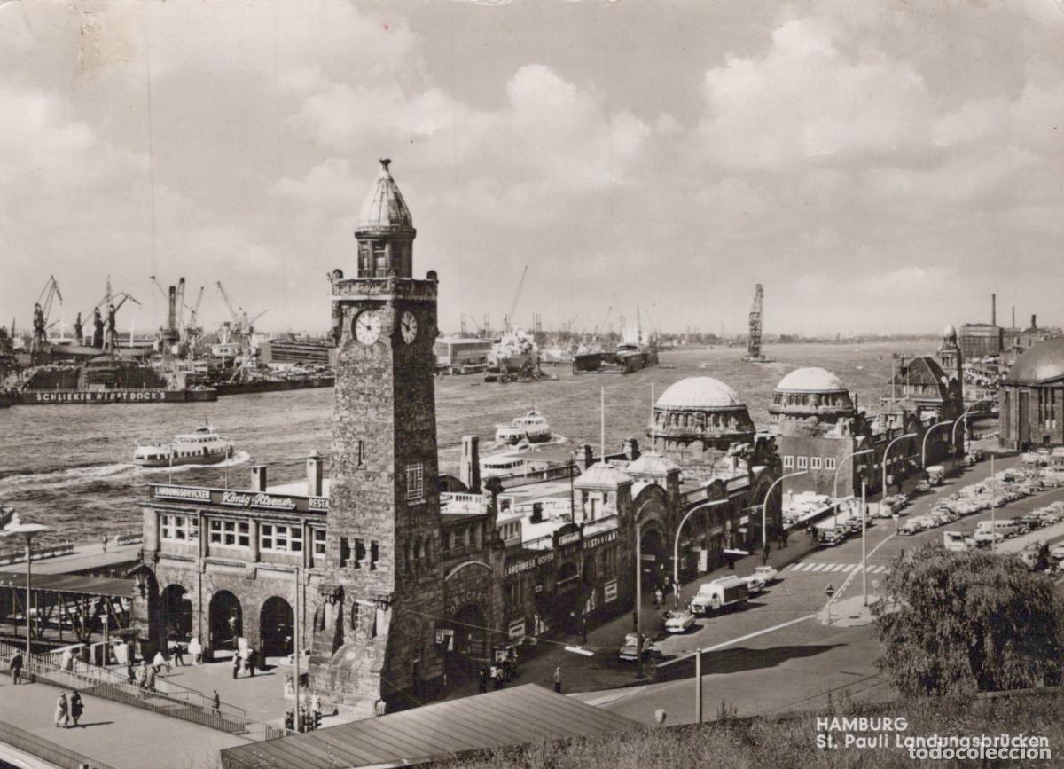 Postales: Germany Hamburg St Pauli Landungsbr&uuml;cken Seaport Panorama Ships Cranes *YAS176