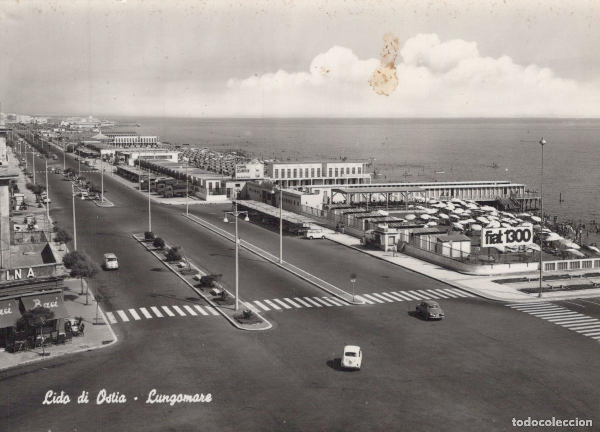 Postales: Italy Lido DI Ostia Lungomare Beachfront Promenade 1950s Cars Unposted *YAS184