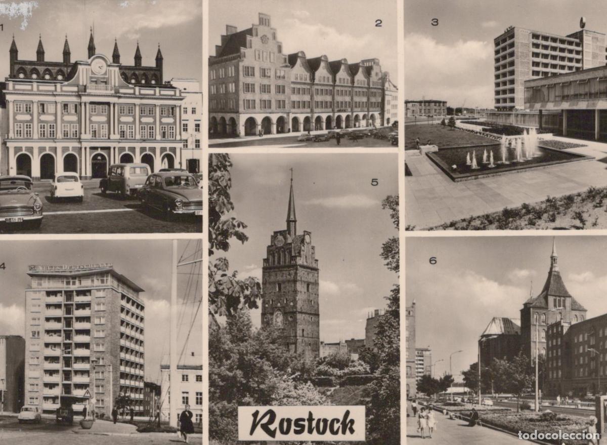 Postales: Germany Rostock City Collage Rathaus Hauptpostamt Real Photo Unposted *YAS186