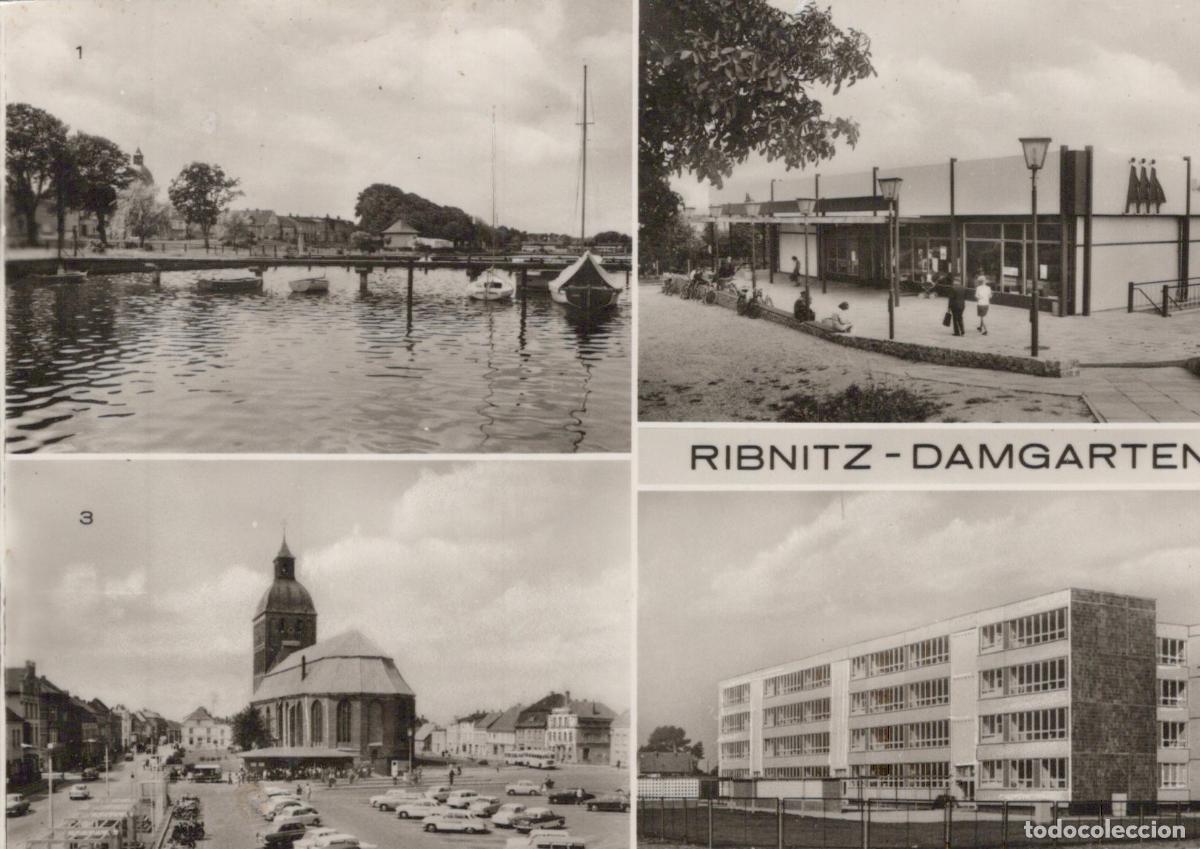 Cartoline: Germany Ribnitz Damgarten Seglerhafen Karl Marx Platz HO Kaufhalle *YAS237