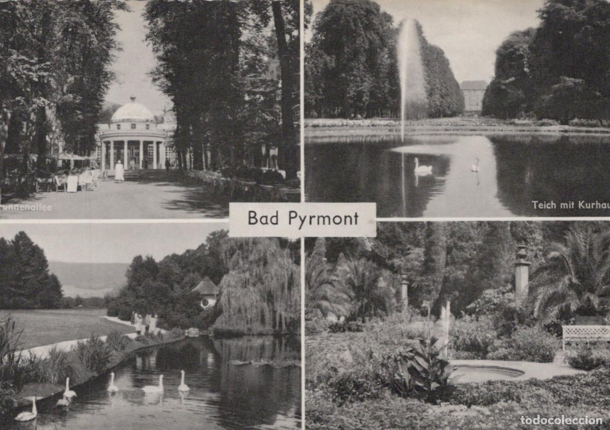 Cartoline: Germany Bad Pyrmont Four Views of Spa Park Fountain Lake Architecture *YAS204
