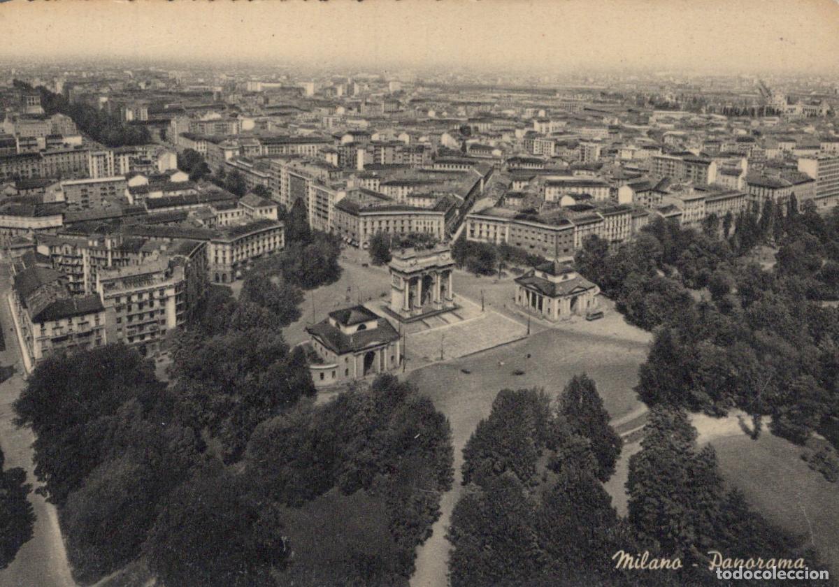 Cartoline: Italy Milan City Panorama Arch of Peace Aerial View Vintage Unposted *YAS212