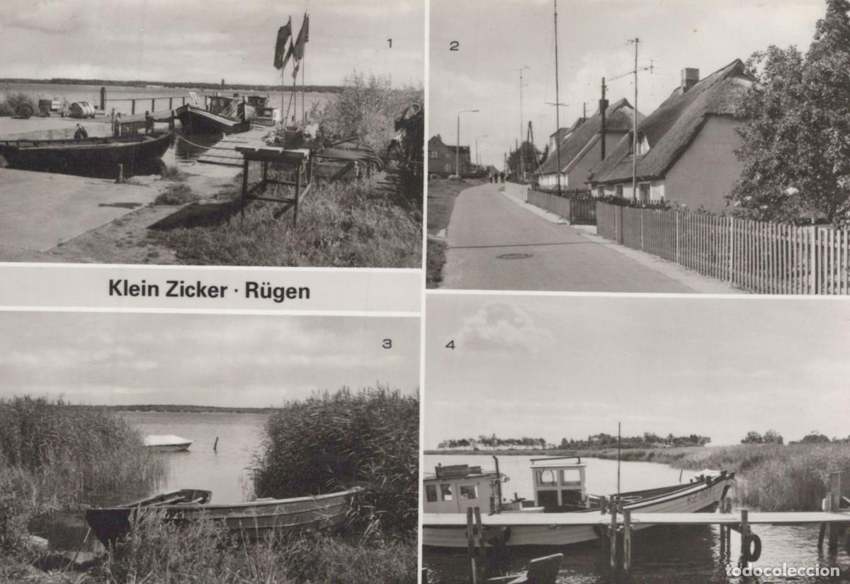 Postcards: Germany Klein Zicker R&uuml;gen Fishing Harbor Village Street Thatch Roofs *YAS236