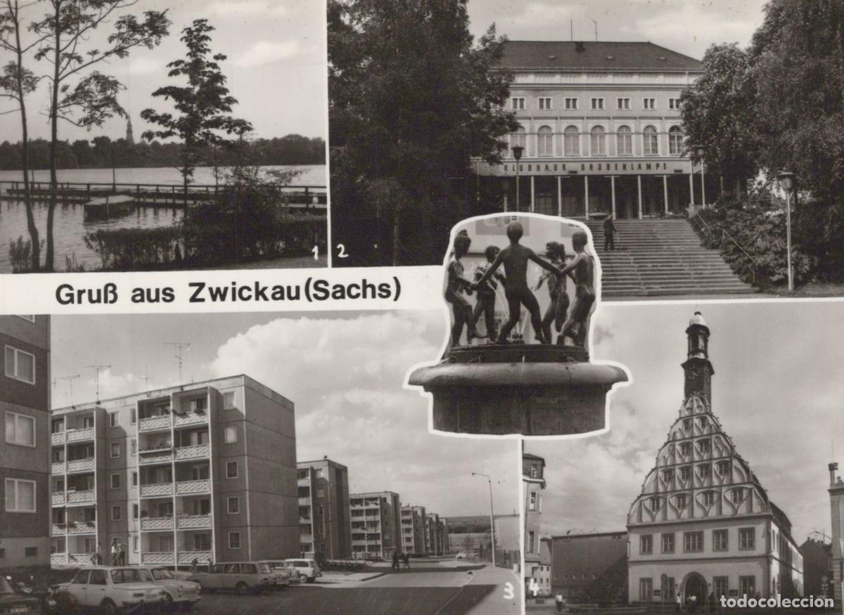 Postcards: Germany Zwickau Collage Lake Theater Fountain Apartments and Building *YAS240