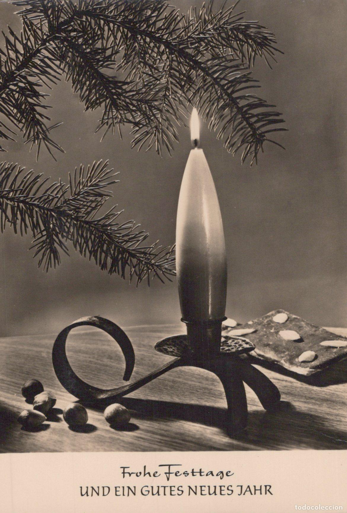Postcards: Germany Magdeburg Christmas Candle Fir Branch Nuts Real Photo Unposted *YAS339