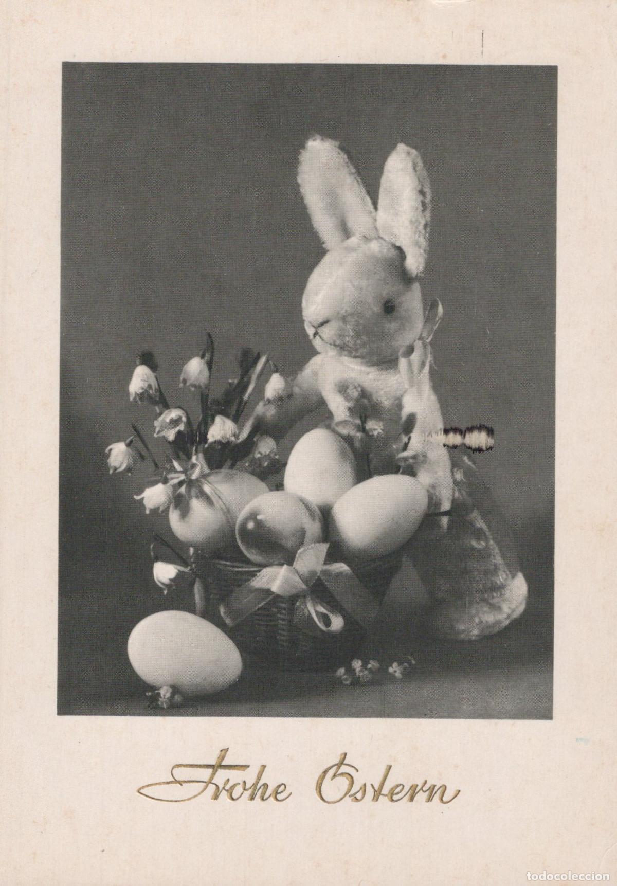 Postkarten: Germany Berlin Easter Bunny With Basket of Eggs and Flowers Frohe Ostern *YAS384