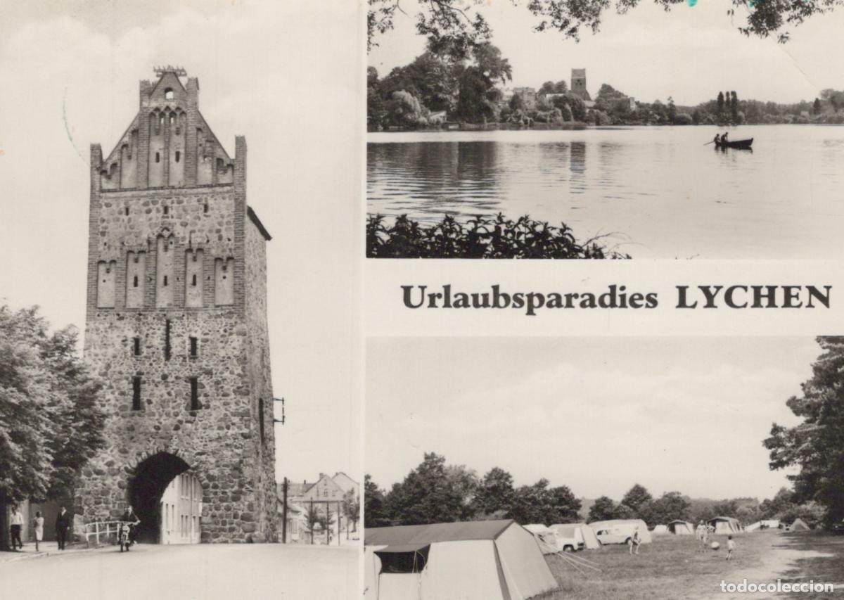 Postcards: Germany Lychen Lycher Historic City Gate Lake View Camping Holiday *YAS280