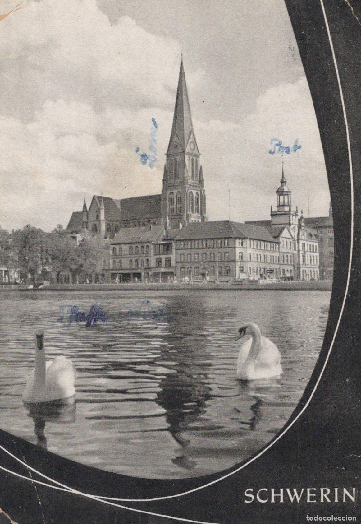 Cartes Postales: Germany Schwerin Cathedral and City Buildings Reflected in Lake With *YAS361