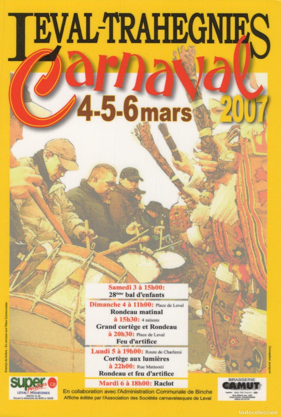 Postales: Belgium Leval Trahegnies Carnival 2007 People Music Festival *YAS509