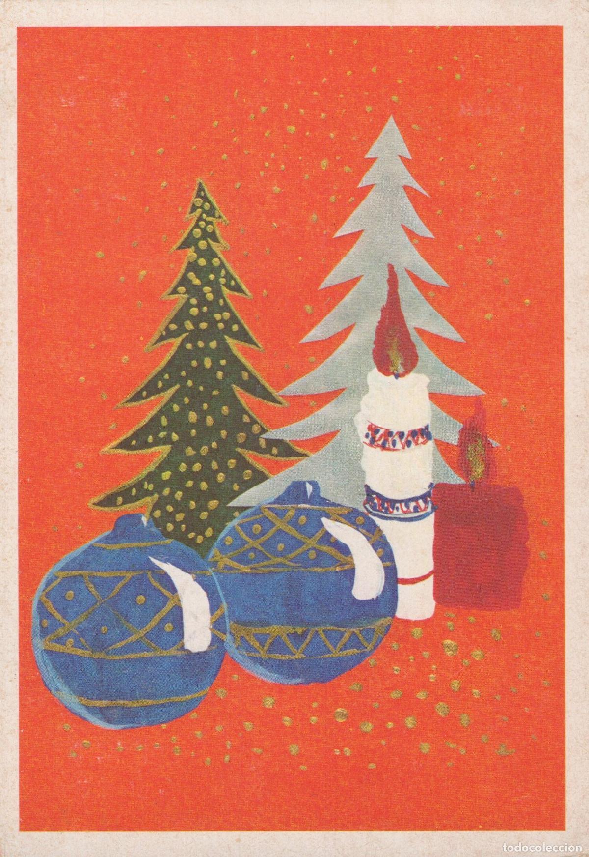Postales: Germany Berlin Christmas Trees Candles and Ornaments On Red Background *YAS524