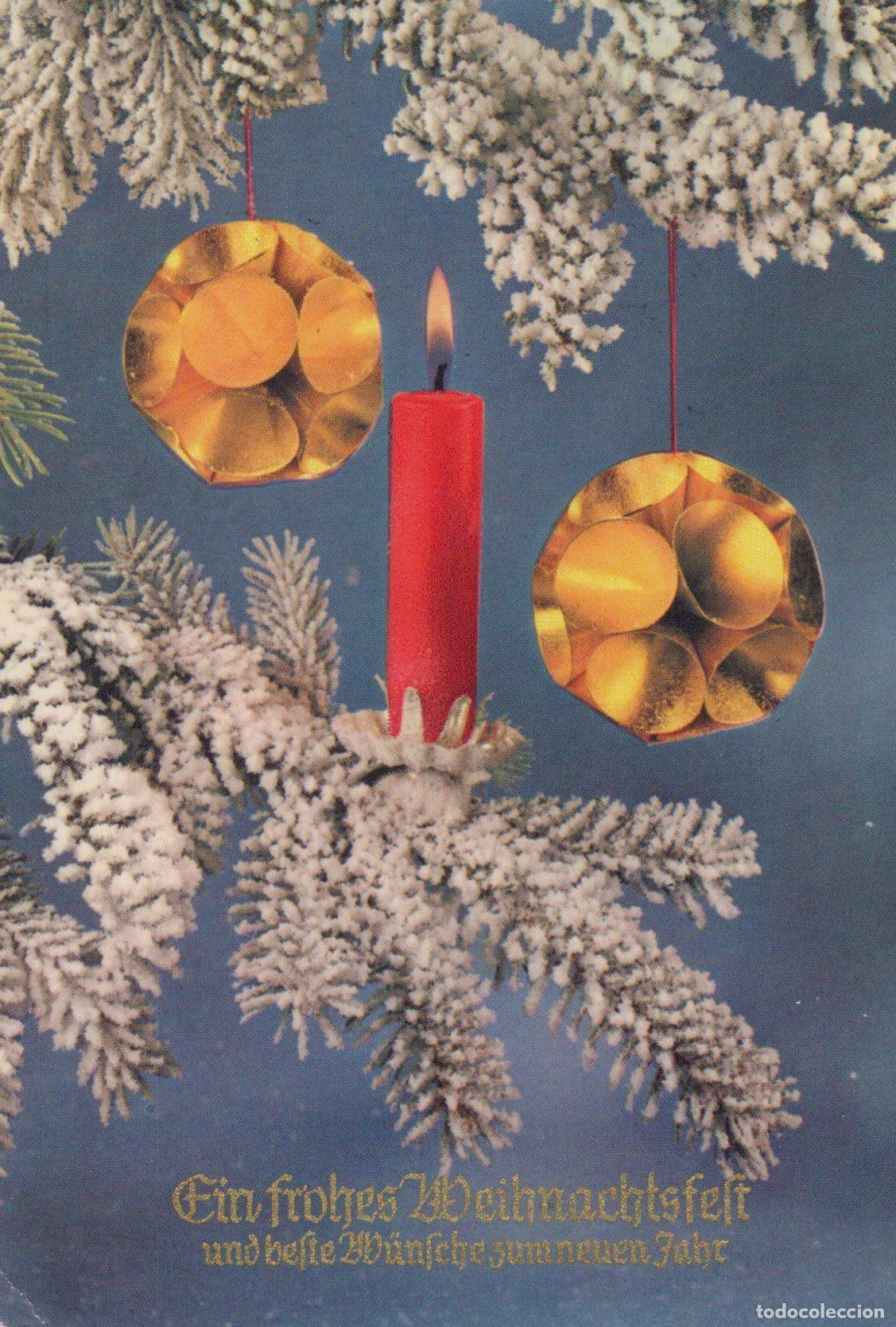 Postcards: Germany D&uuml;ren Christmas Tree With Candle and Ornaments Ein Frohes *YAS446