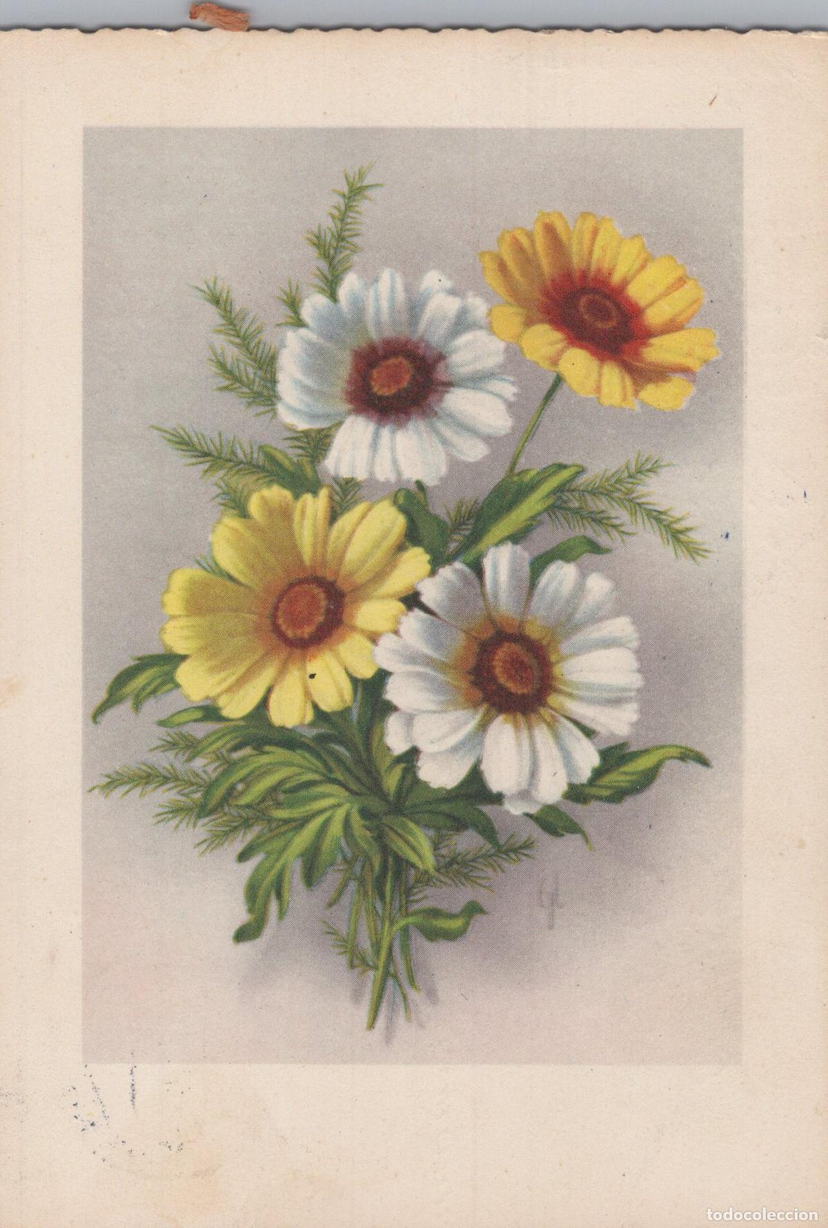 Postkarten: Germany Berlin Floral Bouquet White Yellow Red Flowers Art *YAS501